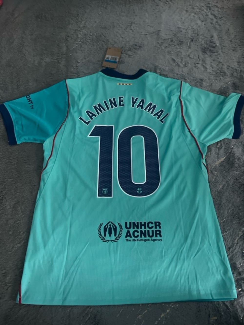 Nike Teal & Navy Lamine Yamal #10 Jersey with UNHCR Logo